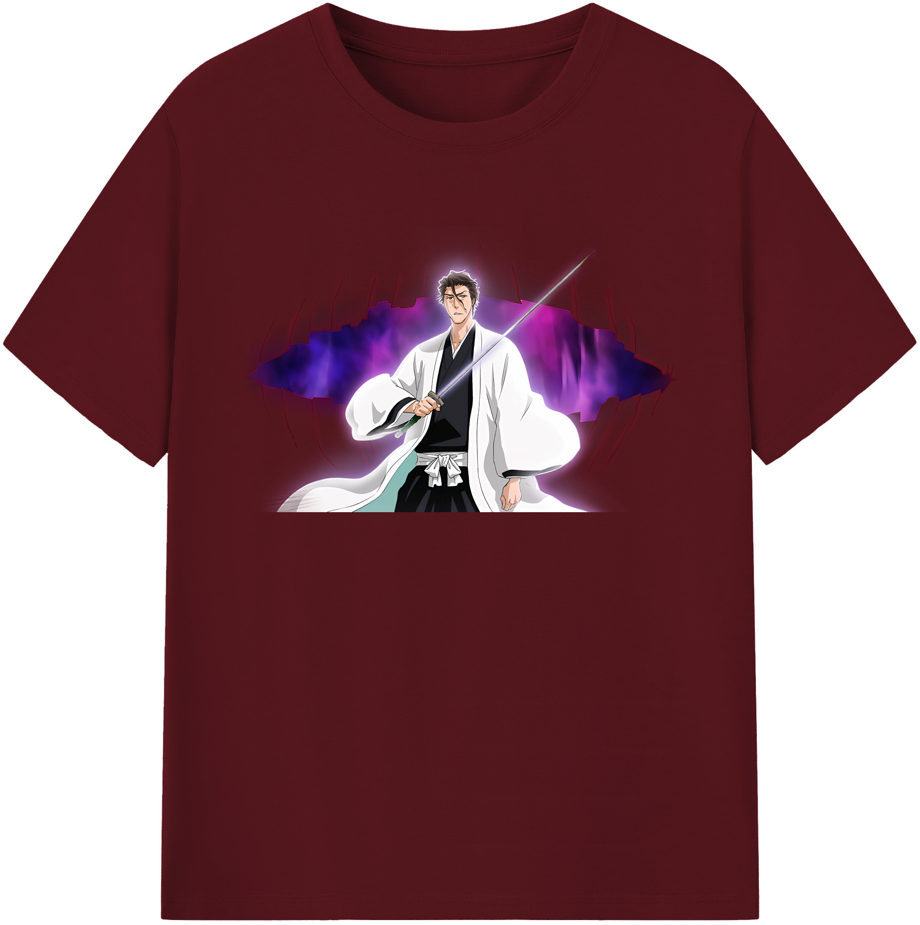 （画像用） ブリーチ 藍染 惣右介（あいぜん そうすけ） BLEACH Aizen Sousuke 綿100％半袖Tシャツ（フロントプリント）